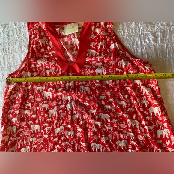 Maeve Anthropologie Tank Top Women 2 Red Safari Animal Sleeveless - Picture 4 of 7